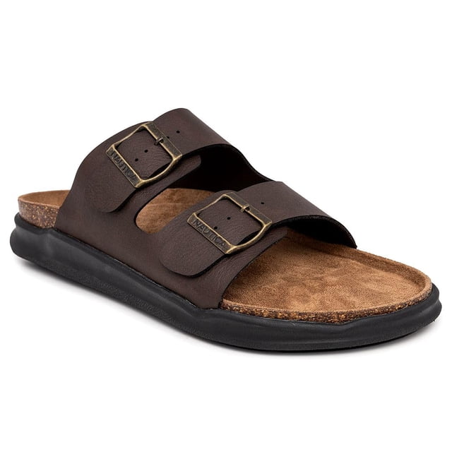 Sandalias Nautica Triun 3 con doble hebilla Slide Comfort para hombre, color marrón