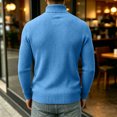 thumbnail image 4 of Men's Turtleneck Sweater Solid Color Knitted Pullover Casual Basic Long Sleeve Tops,Soft, Warm,Stretchy,Work or Outdoor Fall Winter Clothes Sky Blue XL, 4 of 5