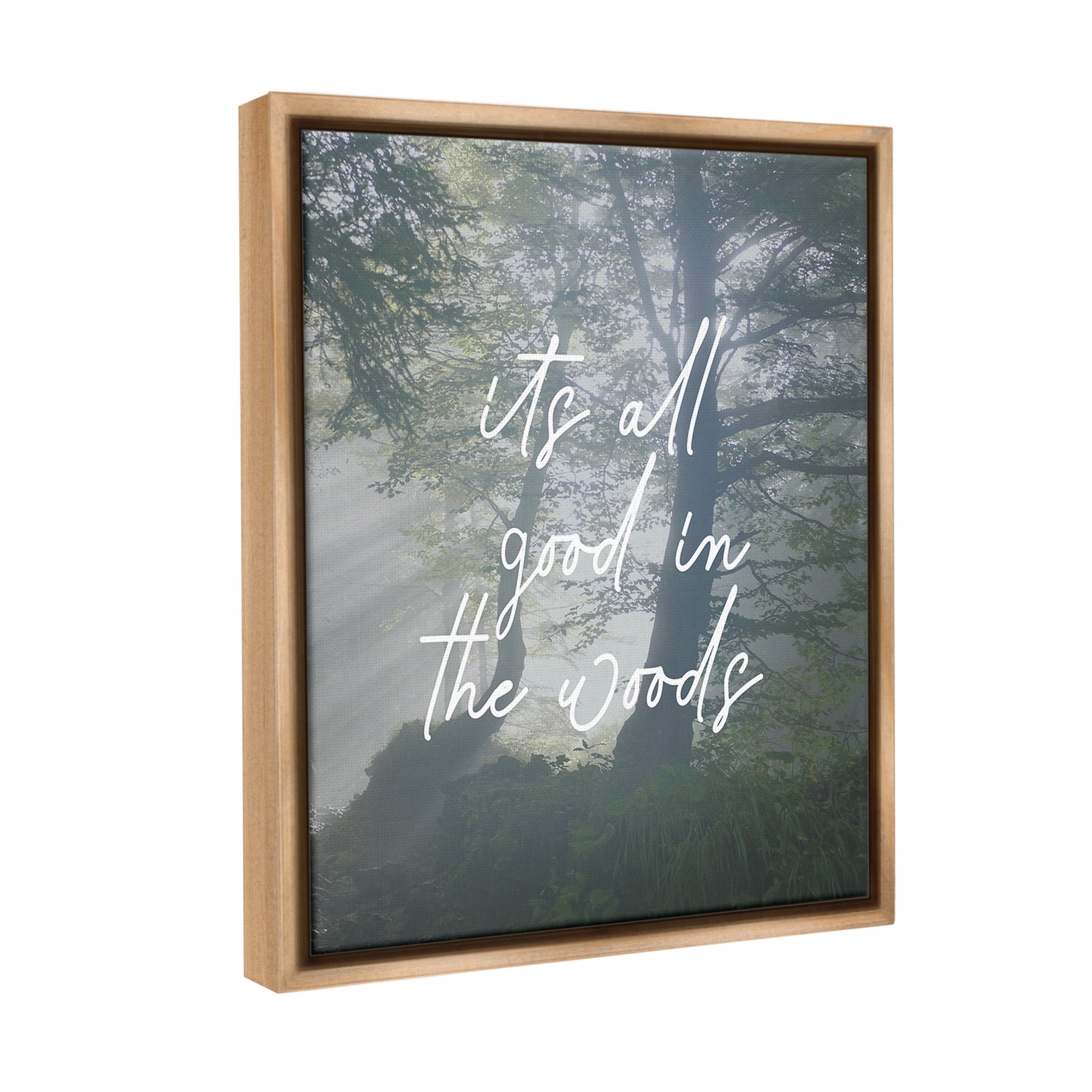 Stupell Industries All Good In Woods Landscape Painting Brown Floater Framed Canvas Art Print Wall Art, 17 x 21