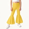 thumbnail image 4 of newwalpole Girl's Flare Leggings High Waist Bell Bottom Pants Dance Casual Pants Kids Print Stretch Hippie Pants Yellow for Size 5-6 Years, 4 of 8