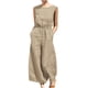 thumbnail image 2 of ICHUANYI Clearance Jumpsuits For Women Sleeveless Pocket Solid Color Loose Straight Pants Fashion Romper Pants(Khaki, S) ICHUANYI WER2023080709499, 2 of 8