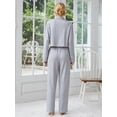 thumbnail image 6 of ebukurty Pajama Sets for Women 2 Piece V-neck Long Sleeve Gray Sleepwear for Autumn and Winter, Sizes S/L-XL, 6 of 7