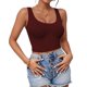 thumbnail image 1 of Top corto AURUZA sin mangas con cuello en U, básico, burdeos, talla M, 1 of 6