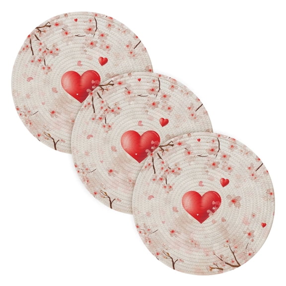 BZSMCE Mats for Pots,Pans Place Cherry Blossoms Simple Style Pattern Pot Mats