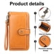 thumbnail image 3 of Cartera de cuero genuino para mujer con bloqueo RFID, tarjetero con cremallera, bolso para teléfono móvil, 3 of 5