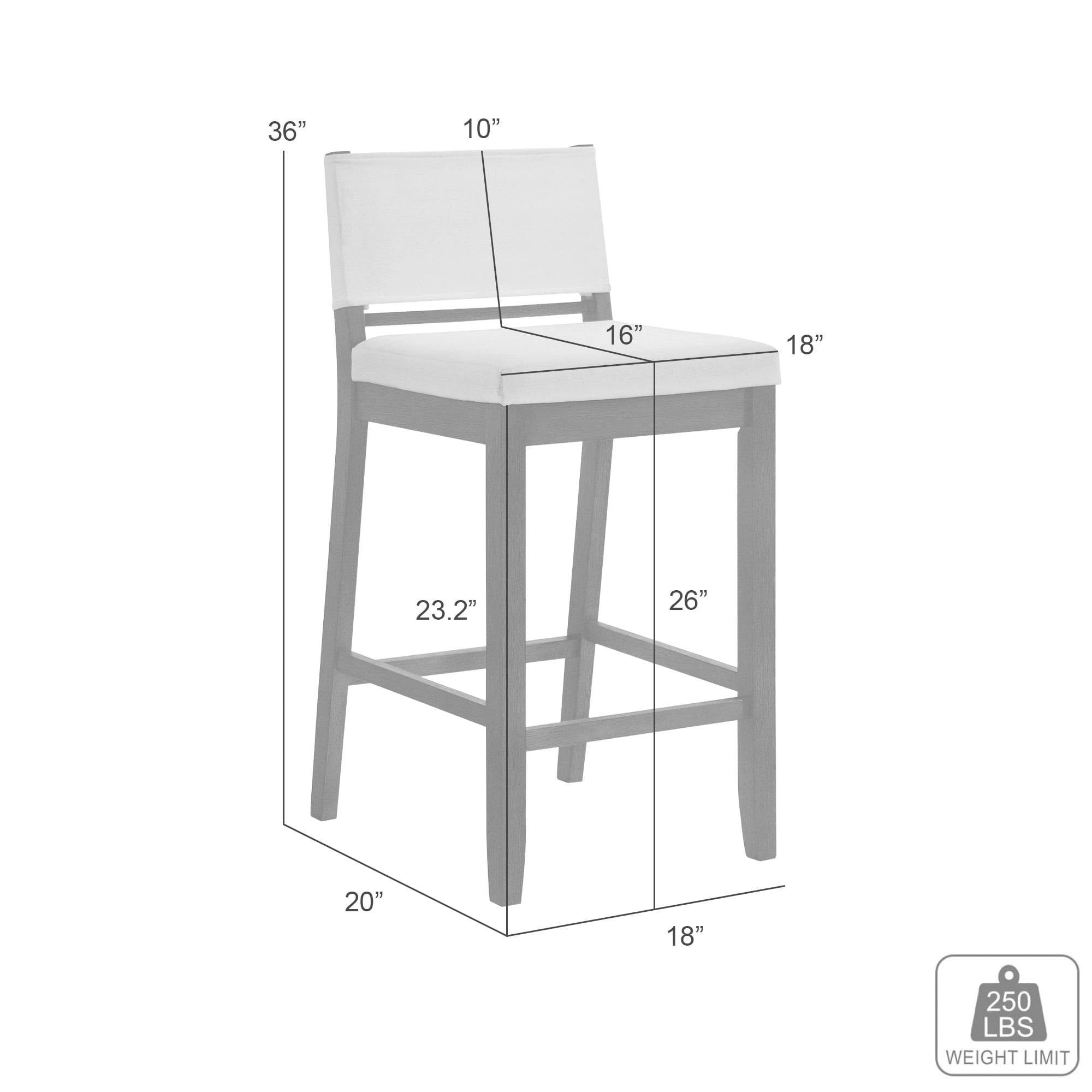 Yaneli Contemporary Natural Wood Counter Height Kitchen Bar Stool in Amber Glow Finish with White Fabric Upholstered Seat