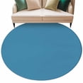 thumbnail image 2 of Wave Ride Round Rugs 5ft, Farmhouse Solid Blue Color Modern Art Non Slip Washable Rug Runner, Low Pile Indoor Floor Carpet Mat Bathroom Rugs for Living Room, Bedroom, Kids Room, 2 of 9
