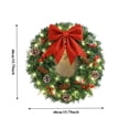thumbnail image 3 of 16 Inch Pre-Lit Artificial Christmas Wreath with Warm White LED Lights, Red Bow, Pinecones & Berries for Front Door Holiday Decor, 3 of 8
