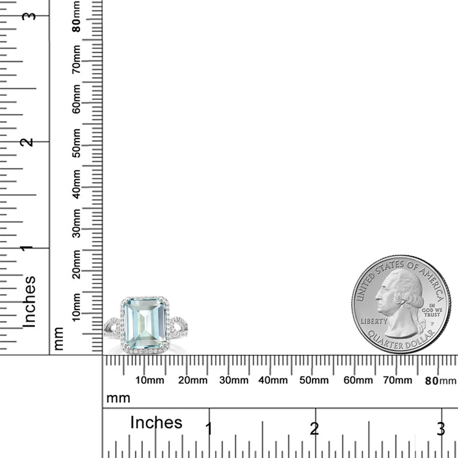 Gem Stone King 6.23 Cttw Sky Blue Simulated Aquamarine Ring for Women | 925 Sterling Silver | Emerald Cut 12X10MM | Gemstone Birthstone | Wedding Engagement Anniversary Promise Ring for Women