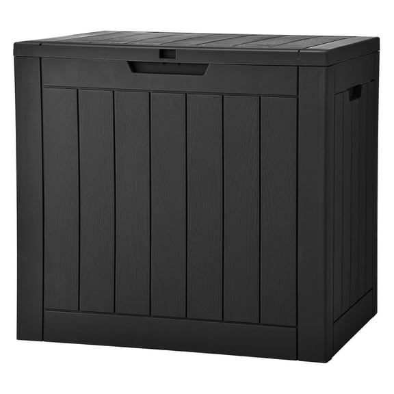 ModFusion 31 Gallon Lockable Outdoor Storage Chest, Waterproof Resin Deck Box for Pool Toys, Gardening Tools, UV Resistant, Black