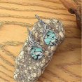 thumbnail image 4 of Texturized silver teardrop with Turquoise earrings vintage dangle earrings for women, 4 of 4