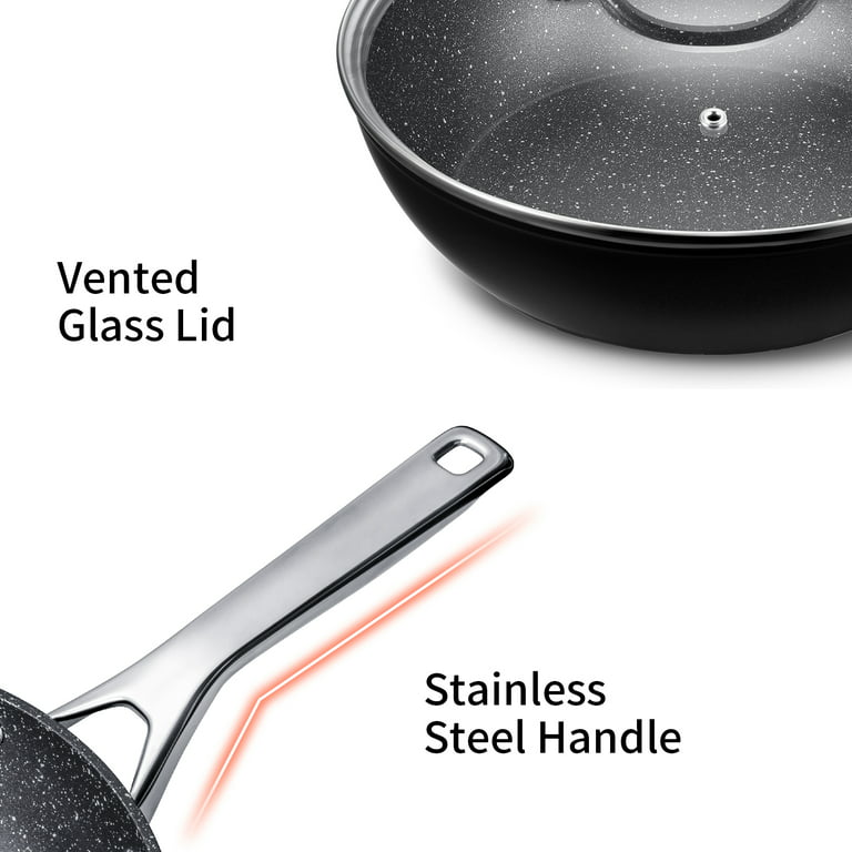 HITECLIFE Nonstick Saute Pan 10 inch, 3 Quart Deep Frying Pans with Lid,  Skillet for All Stoves. Oven & Dishwasher Safe 