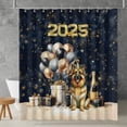 thumbnail image 2 of Happy New Year German Shepherd Welcome 2025 Balloon Firework Party Shower Curtain Alsatian Dog Lover Gifts Waterproof Bathroom Bathtub Curtain - 01014, 2 of 5