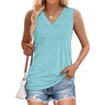 thumbnail image 6 of VEKDONE Plus Size Tank Tops for Women Summer Sleeveless V Neck T Shirts Trendy Solid Color Basic Tees Casual Loose Fit Tanks Light Blue XXXL, 6 of 9