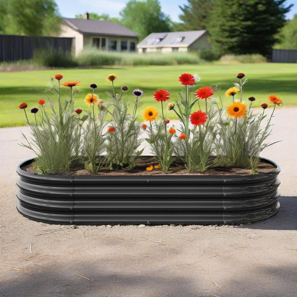 AsterOutdoor Galvanized Steel Raised Garden Bed Kit – Metal Planter Box for Vegetables & Flowers, Heavy-Duty Rust-Resistant, Black