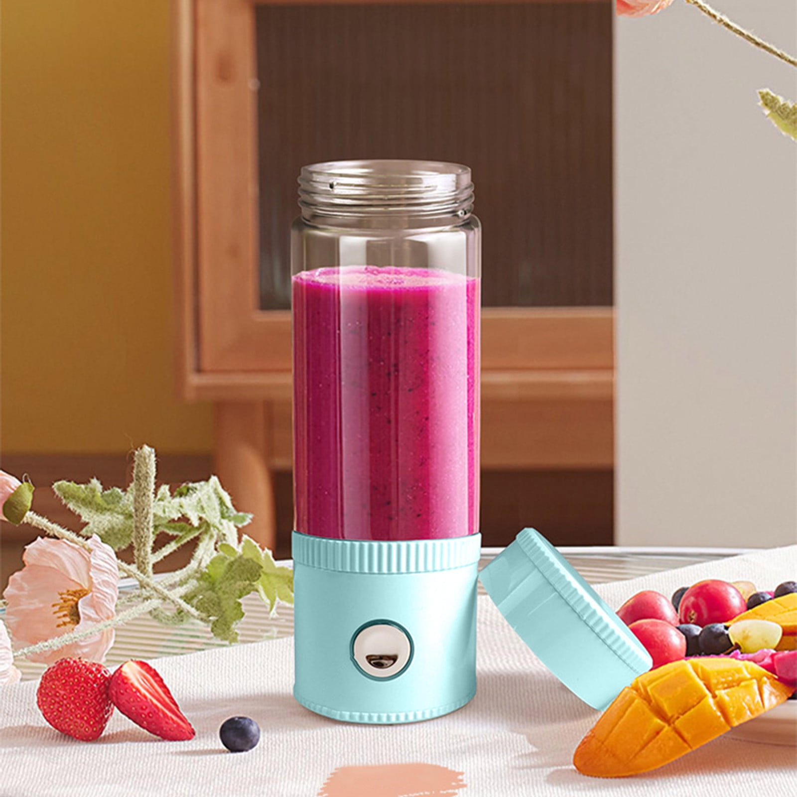 MERILER Portable Blenders, Personal Blend-er for Shakes and Fruit Juicer USB Rechargeable with 4 Blades, Handheld Blenders for Sports Travel and Outdoors (1 Pack)