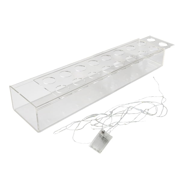 Florero de acrílico Titular de la flor Florero largo con barra de luz Florero de arte decorativo moderno para sala de estar Mesa de comedor Decoración 45cmx10cmx6.5cm