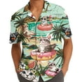 thumbnail image 5 of Funny Summer Beach Cat Hawaiian Shirt For Men Vacation Flamingo Donut Mens Hawaiian Shirts Short Sleeve Button Down Shirt Men, 5 of 7