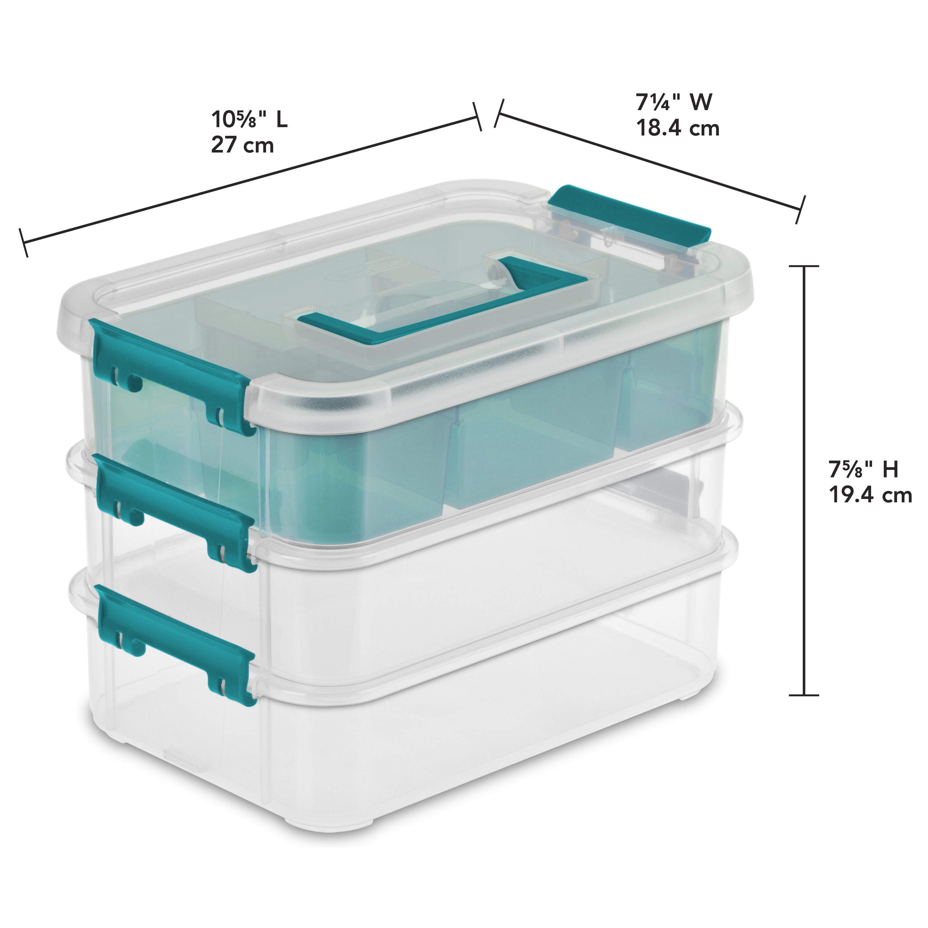 Sterilite 3-Layer Stack and Carry Organizer - Clear/Aqua, 1 ct - Baker's