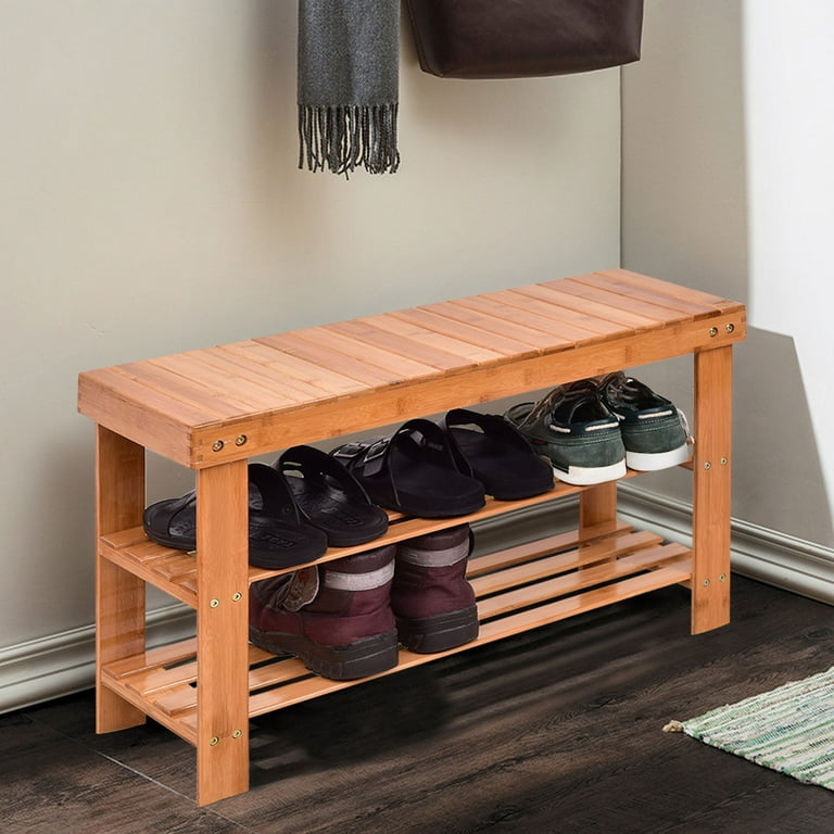 Costway Tier Bamboo Shoe Rack Table Seat Bench Furniture Storage
