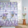 thumbnail image 4 of Shower Curtain Purple Flowers Shower Curtains for Bathroom Decor, Waterproof Polyester Shower Curtain Set with Hooks, Small Stall Size 36" x 72" Spring Floral Butterfly, 4 of 9