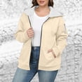 thumbnail image 2 of Women's 2025 Hoodies Casual Large Size Solid Color Zipper Plus Velvet Thickened Sweater Drop Shoulder Long Sleeve Jacket Sweatshirts Fall Spring Jackets with Pockets Khaki 4XL, 2 of 9