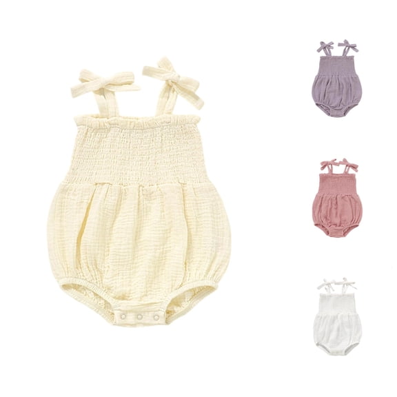 MEZZALL Child Gentle Knit Sleeper Bodysuit For Girls Lightweight Summer One-Pieces Romper For Babies Toddlers Solid Color Cozy Onesies