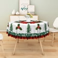thumbnail image 4 of Duangreer Christmas Round Tablecloth, Flower Garland Xmas Tree Print, Waterproof Wrinkle Resistant, 70''Round, 4 of 6