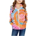 thumbnail image 1 of PMVFHDE Liquidation Veste pour Fille Automne et Hiver Imprimé Poche Zippée Sweat à Capuche Cardigan Orange, 3-4 Ans, 1 of 4