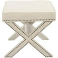 thumbnail image 3 of Meridian Furniture Nixon Collection Modern | Contemporary Velvet Upholstered Ottoman / Bench with X-Leg Design, Deep Button Tufting and a Solid Wood Frame Cream 20.5" W x 20.5" D x 19" H, 3 of 5