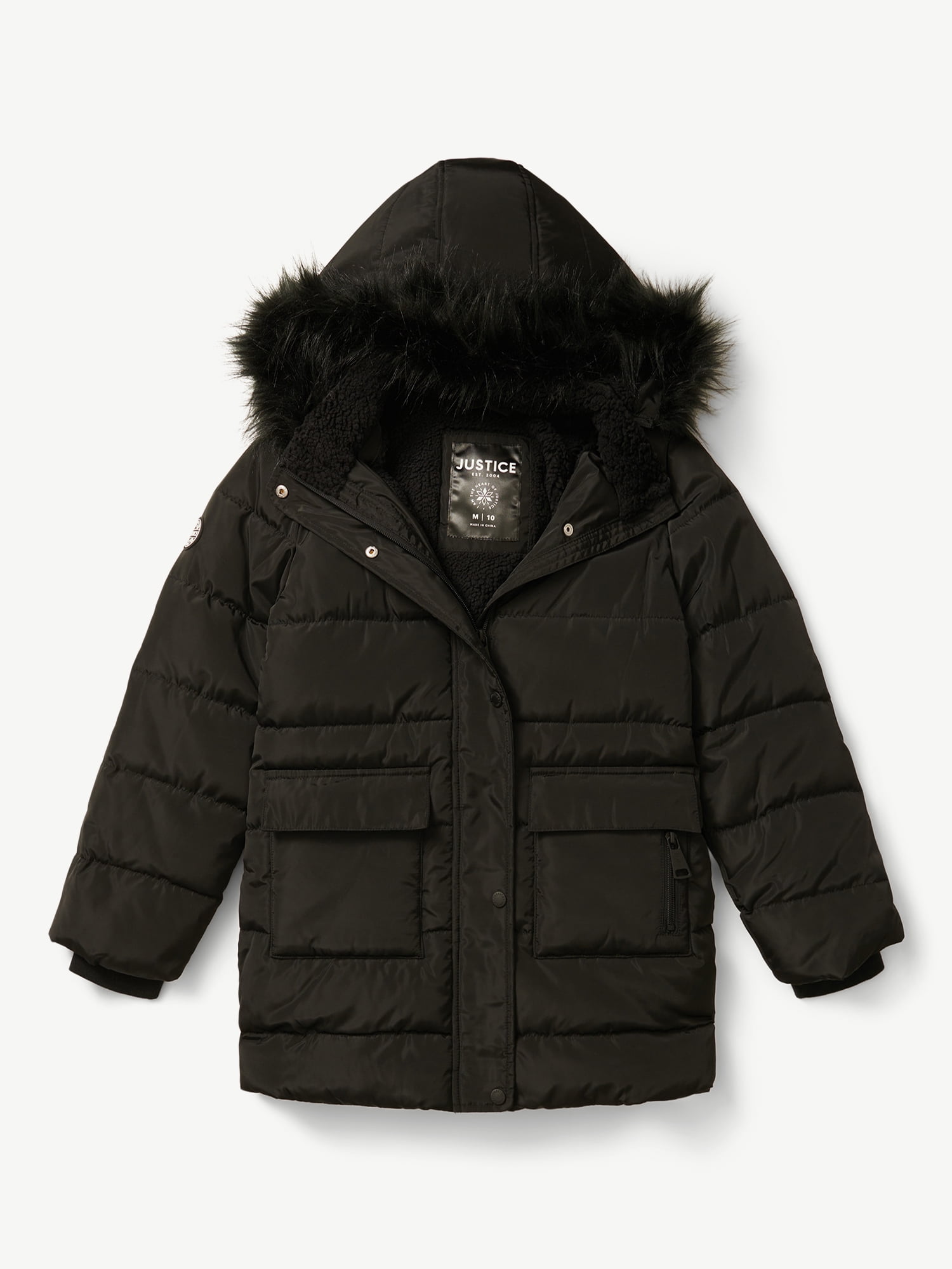 Justice Girls 29" Heavy Parka with Faux Fur Lined Hood, Sizes 5-18