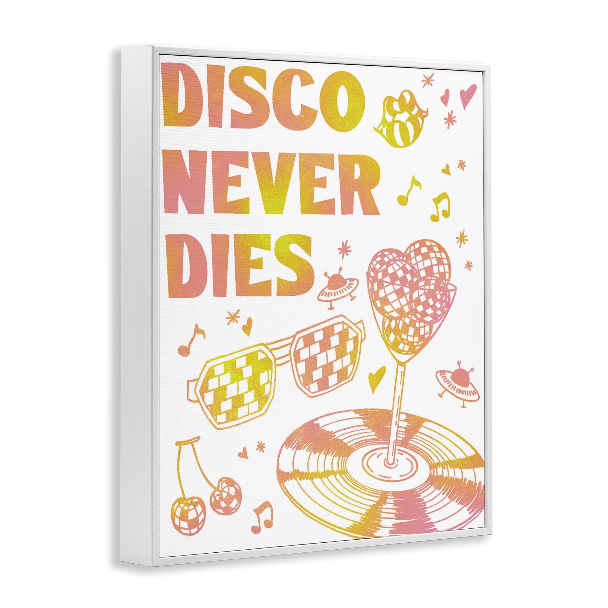 Stupell Industries Disco Never Dies White Framed Giclee Art, design by Ziwei Li