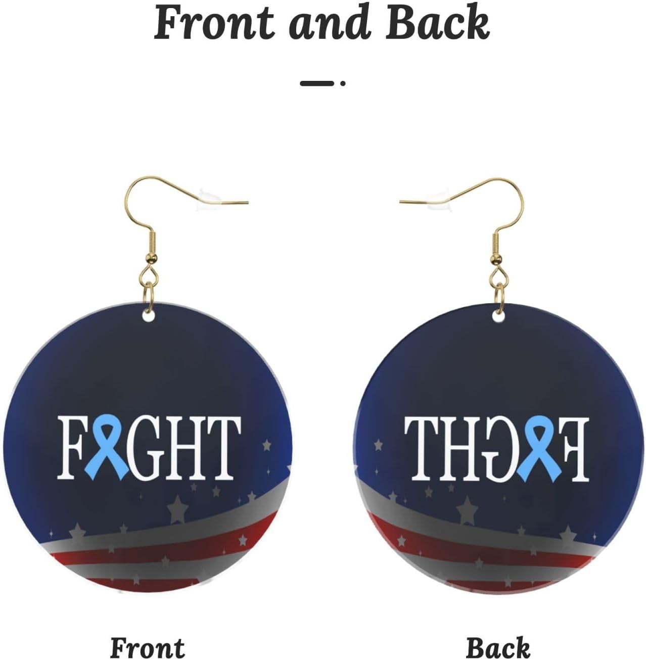 Fight Diabetes Awareness Trendy Round Acrylic Earrings Lightweight Versatile For All Occasions[f070]