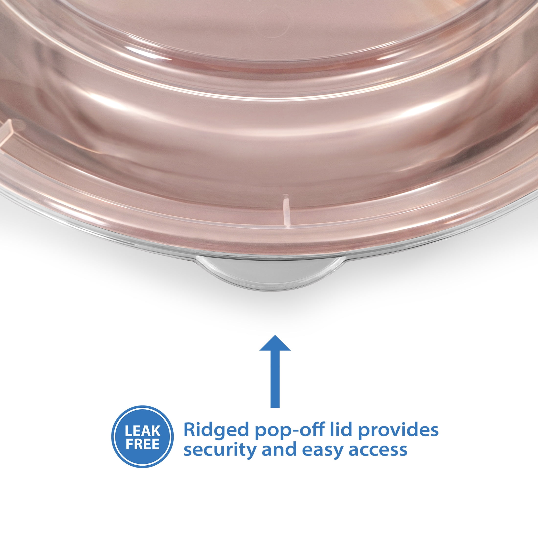 Mainstays 5-Pack 3-Compartment Round BPA-Free Plastic Meal Prep Food Storage Containers, 1L, Pink Blush