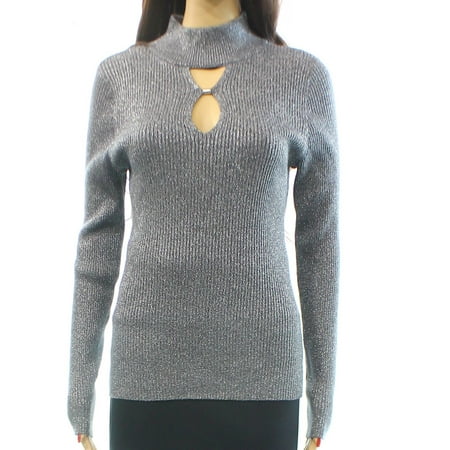 INC NEW Gray Silver Metallic Women's Size 2XL Plus Keyhole Sweater