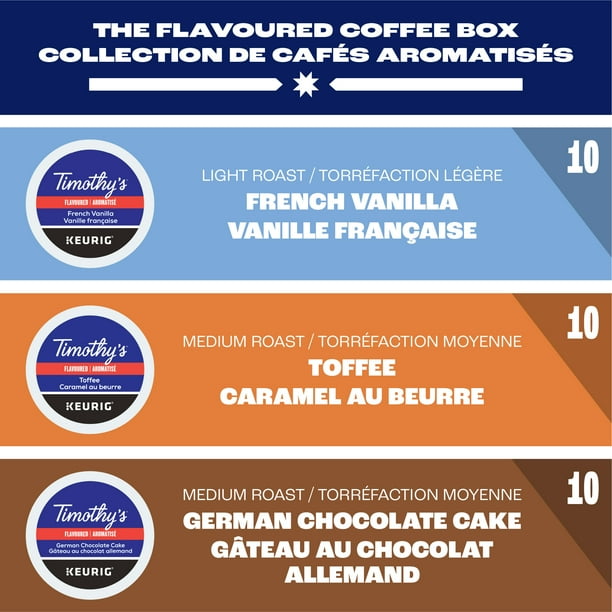 Timothy s Flavoured Variety Pack K Cup Pods 30 Count For Keurig