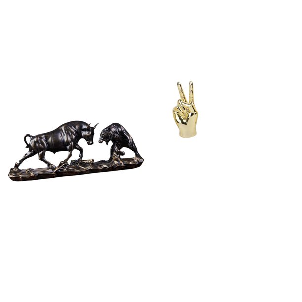 Estatua de escritorio,Figura decorativa de pelea de toros y osos,Escultura de estatua,Estatuas y figuras con gestos de los dedos de la mano,Esculturas de mano creativas y modernas con estantes