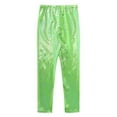 thumbnail image 4 of YONGHS Kids Girls Shiny Metallic Stretchy Dance Pants Disco Leggings Footless Skinny Tights Trousers Fluorescent Green 7-8, 4 of 7
