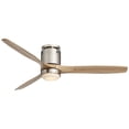 thumbnail image 2 of 52" Casa Vieja Modern Hugger Indoor Ceiling Fan with Light LED Remote Brushed Nickel Natural Solid Wood Carved Blades for Living Room, 2 of 7