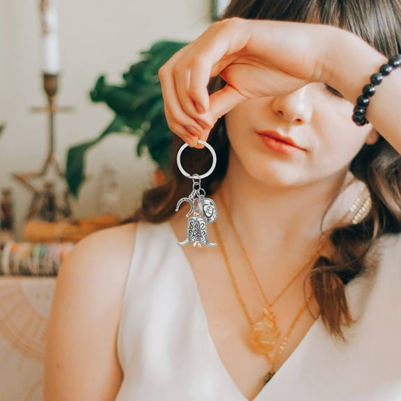 MUSEYA Silver Zinc Alloy Keychain Pendant Unique Bag Decoration Creative Cowgirl Design for Handbags and Backpacks