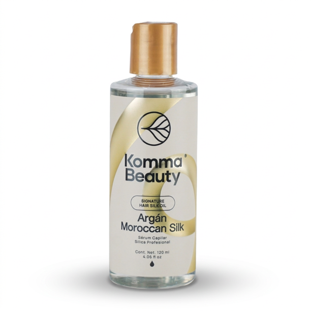 Komma Beauty Sílica Capilar Argán Moroccan Silk 120ml Sérum Antifrizz Termoprotector Sin Aceites Minerales