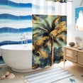 thumbnail image 5 of No Hook Shower Curtain, Palm Tree Shower Curtains for Bathroom with See Through Top Window, Retro Summer Botanical Tropical Plant Leaves Waterproof & Washable Bath Curtain Stand Up Stall 36"x72", 5 of 9