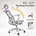 thumbnail image 5 of Nouhaus Airex Gray Mesh, High Back, Headrest, 3D Armrests, 3-Level Tilt, Wide Cushion Office Chair for Home & Office, 5 of 11
