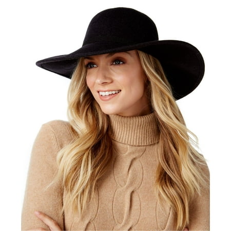 INC International Concepts Womens Wool Tassel Floppy Hat (Black)