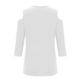thumbnail image 5 of XuJwPNcy Women's Cold Shoulder Tops 3/4 Sleeve Shirts V Neck Basic Tees Casual Trendy Solid Color Tops Blouse, 5 of 6