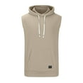 thumbnail image 4 of QATAINLAV Sleeveless Hoodies for Men Workout Hooded Tank Tops Solid Color Muscle Cut Off T-Shirts with Pocket, Khaki, XL, 4 of 6