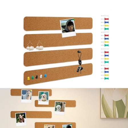 Pack of 4 Cork Bulletin Board,QZS Self Adhesive Cork Board Strip for Home,15x2x0.24In Strip Bulletin Decorations for Office Schedules,Home