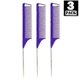 thumbnail image 2 of 3 pcs Rat Tail Combs, Hairdressing Combs for Women, Anti-Static Heat-Resistant Hairdressing Comb (Purple), 2 of 5
