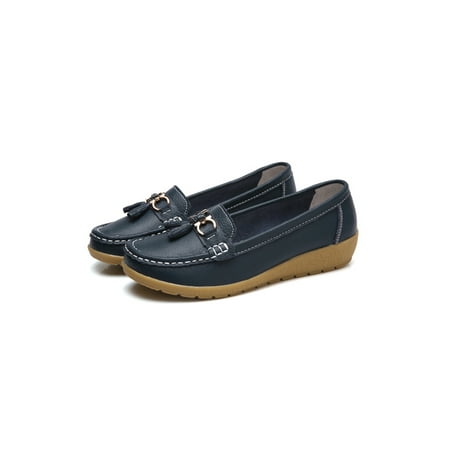 

Loafers for Women Ladies Breathable Tassel Loafers Driving Casual Boat Shoes Women Nurse Nonslip Flat Moccasins Navy Blue 11