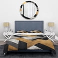 thumbnail image 3 of Designart "Geometric Tiles in Black and Gold V" Abstract Geometric Bedding Covert Set - Abstract Gold Modern Bed Set With 2 Shams, 3 of 5